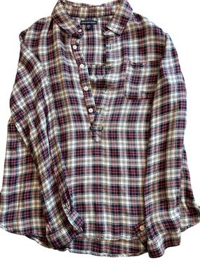 Southern Shirt Co Plaid Henly Pullover Top Medium - 100% Viscose (soft)